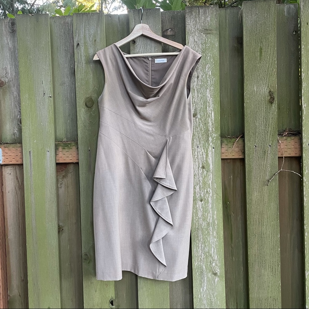 Tan Calvin Klein sheath dress